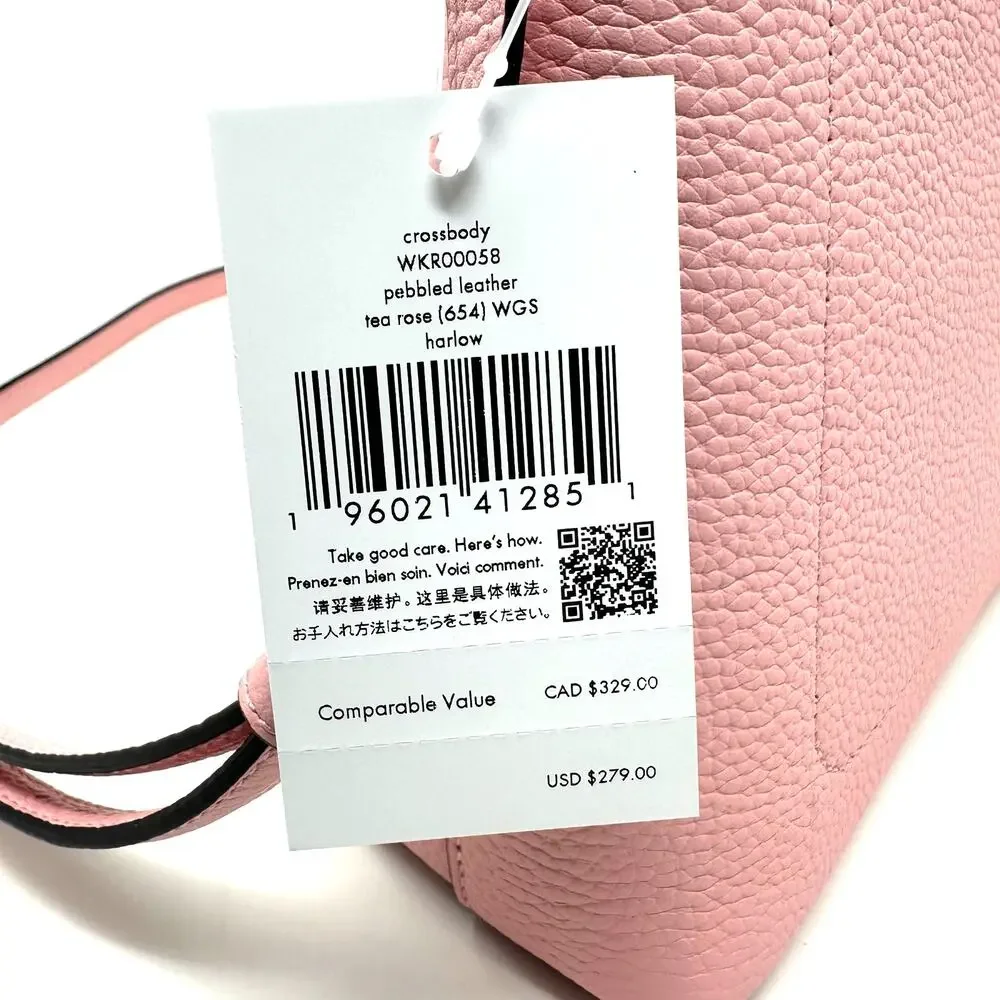 Kate Spade Harlow Crossbody Purse Tea Rose Pink Leather WKR00058